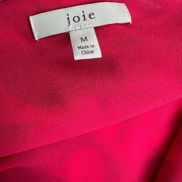 Joie Teresa Silk Blend Mini Dress Pink Ruffled Embroidered Dress Size Medium - Picture 7 of 8